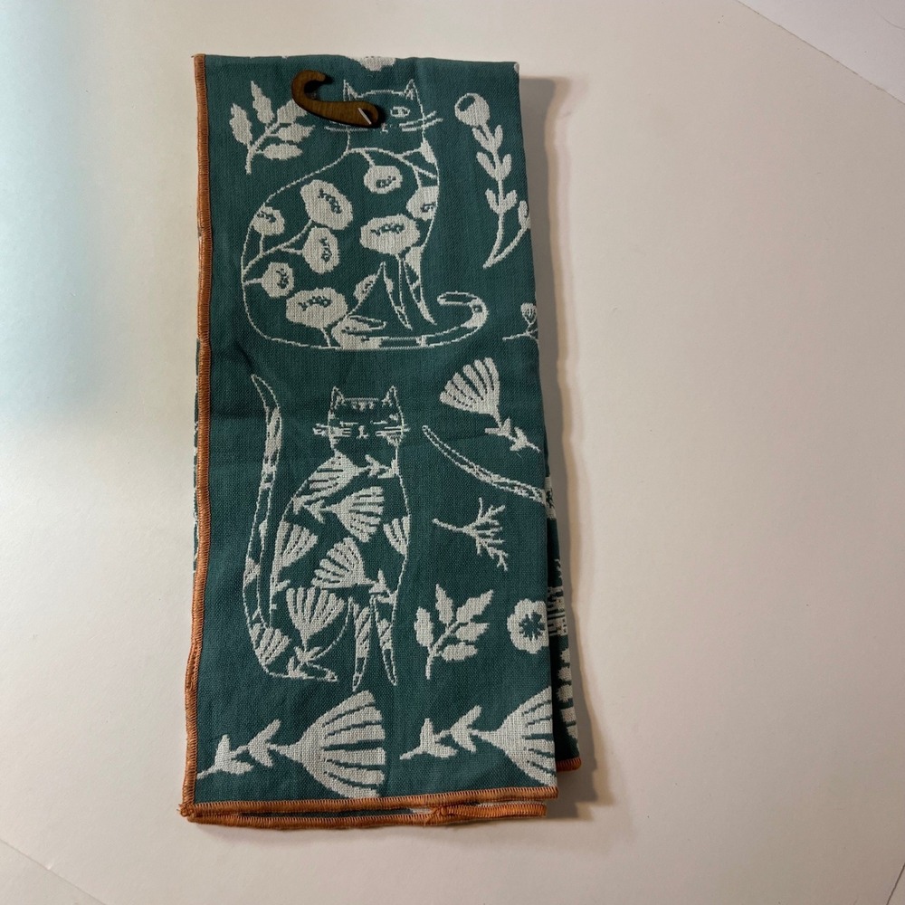 Danica Studio Catbloom Double Cloth Cotton Dish Towel Cats New 20 x 28"